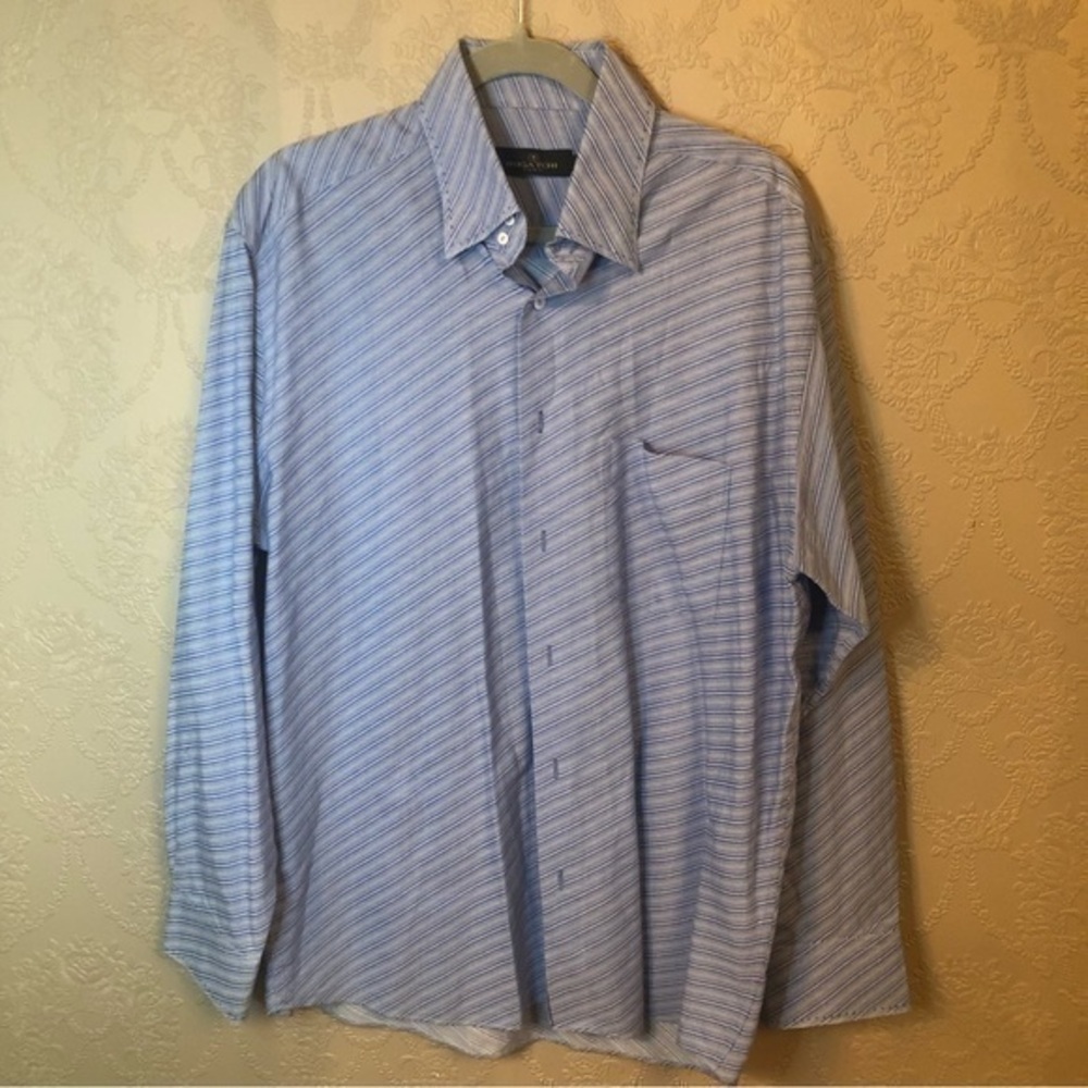 Bugatchi uoho L large blue button down shirt excellent condition